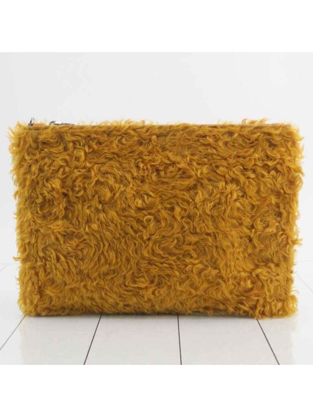Miu Miu Shearling Fur Clutch Yellow